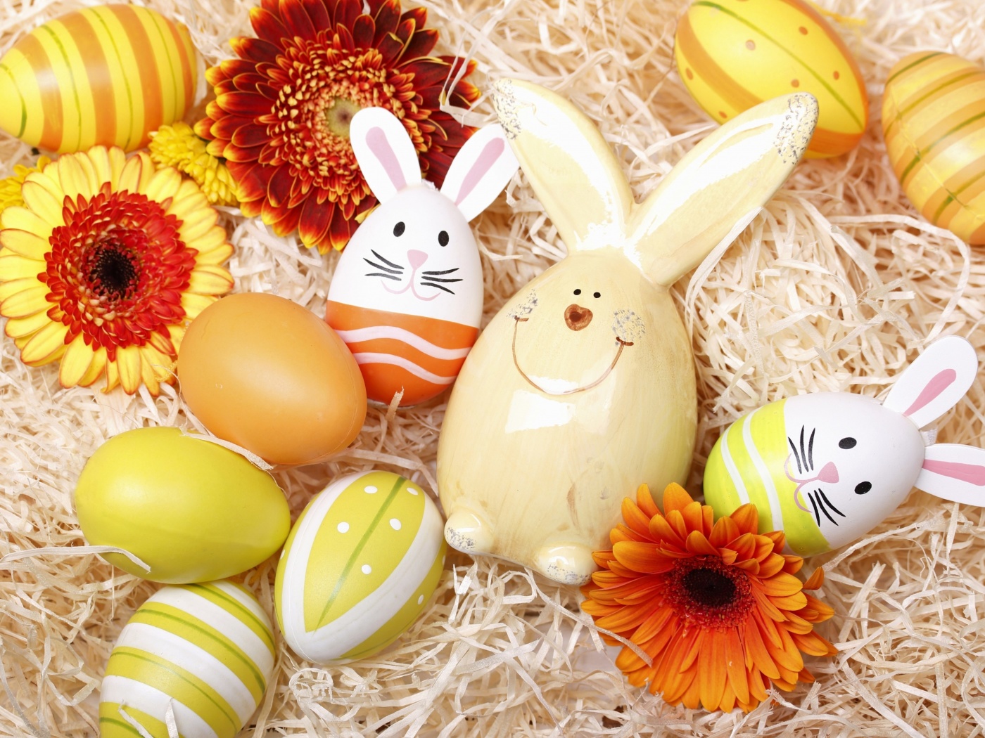 Das Easter Eggs Decoration with Hare Wallpaper 1400x1050