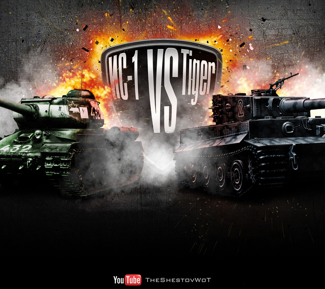 Fondo de pantalla World of Tanks Tiger VS IC1 1080x960