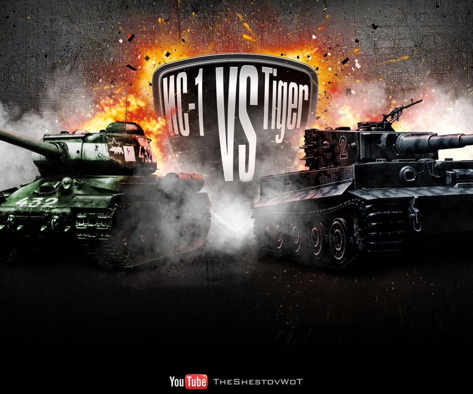 Fondo de pantalla World of Tanks Tiger VS IC1 960x800