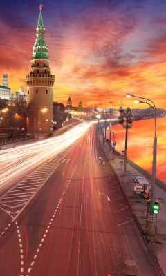 Red Sunset Over Moscow Kremlin wallpaper 240x400