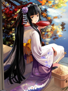 Screenshot №1 pro téma Autumn Kimono Anime Girl 240x320