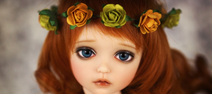 Redhead Doll With Flower Crown wallpaper 720x320