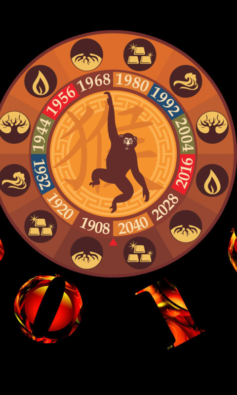 Das New Year 2016 Monkey Chinese Horoscopes Wallpaper 480x800