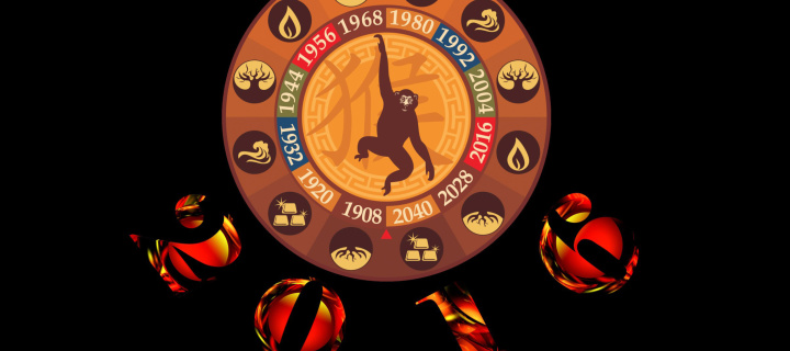 Обои New Year 2016 Monkey Chinese Horoscopes 720x320