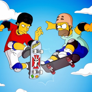Homer Simpson and Tony Hawk - Obrázkek zdarma pro iPad mini