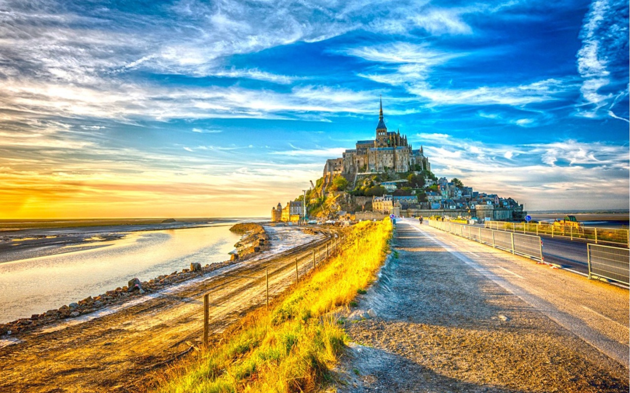 Screenshot №1 pro téma Normandy, Mont Saint Michel HDR 1280x800