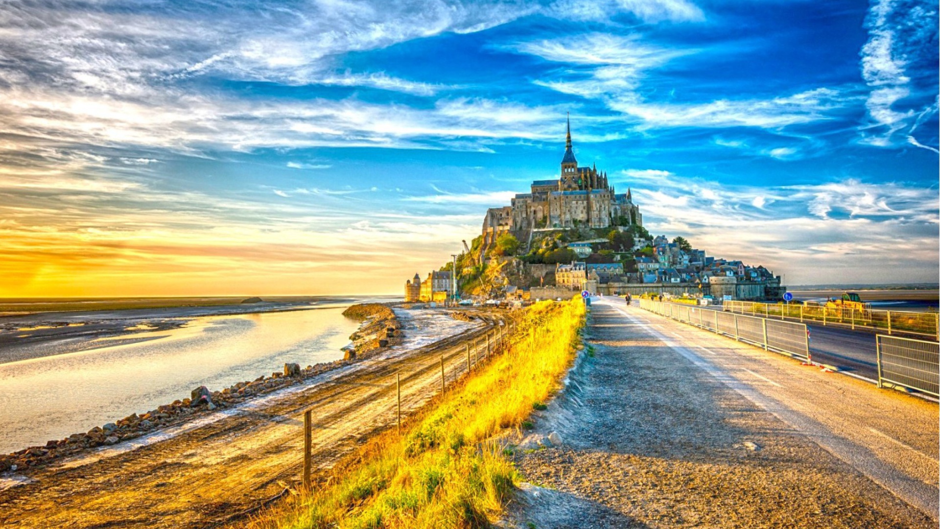 Screenshot №1 pro téma Normandy, Mont Saint Michel HDR 1920x1080