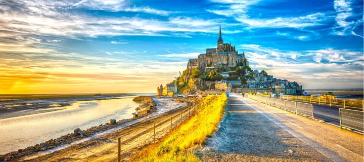 Screenshot №1 pro téma Normandy, Mont Saint Michel HDR 720x320
