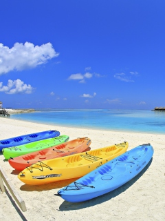 Screenshot №1 pro téma Colorful Boats At Maldives Beach 240x320