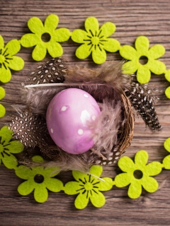 Purple Egg, Feathers And Green Flowers screenshot #1 240x320