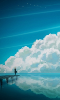 Das Blue Sky And Fluffy Clouds Wallpaper 240x400