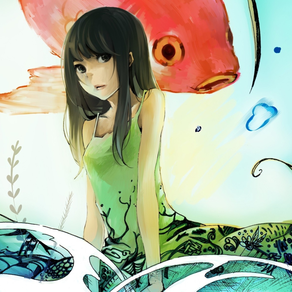 Screenshot №1 pro téma Cute Anime Girl Painting 1024x1024