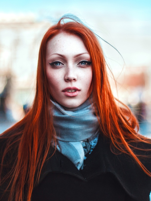 Обои Gorgeous Redhead Girl 480x640