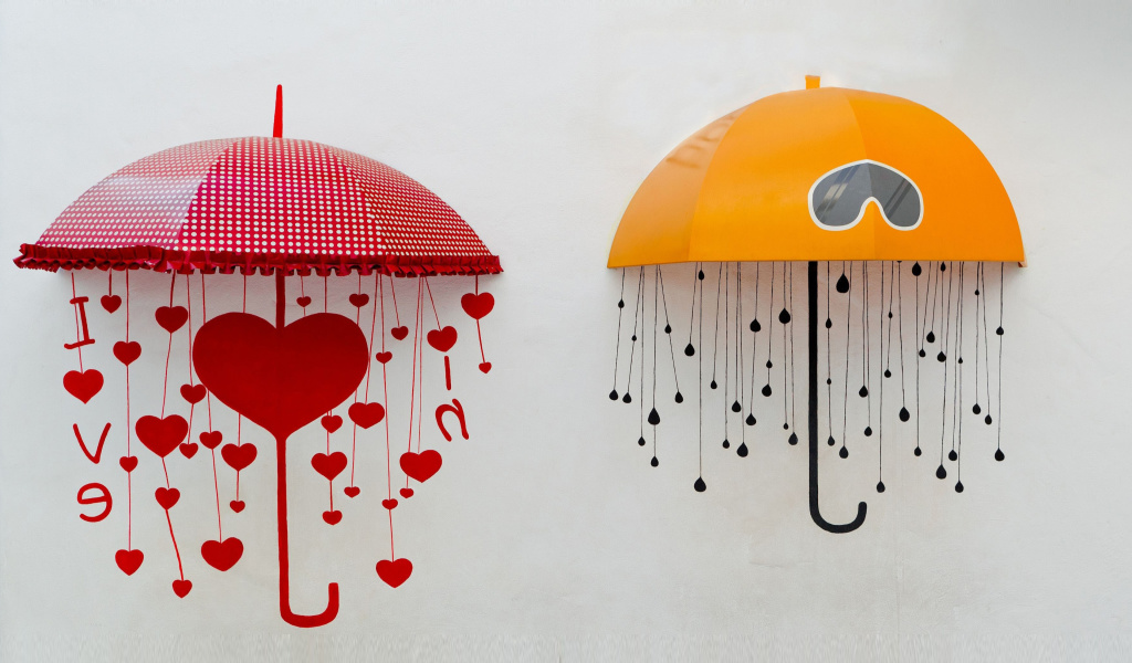 Das Two umbrellas Wallpaper 1024x600