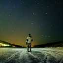 Sfondi Winter landscape under the starry sky 128x128