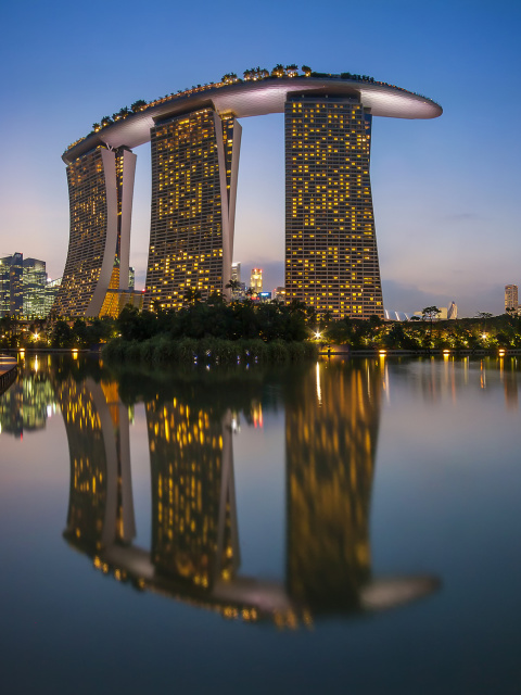 Singapore Marina Bay Sands Tower wallpaper 480x640