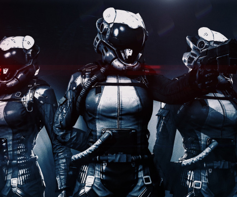Fondo de pantalla Cyborgs in Helmets 480x400