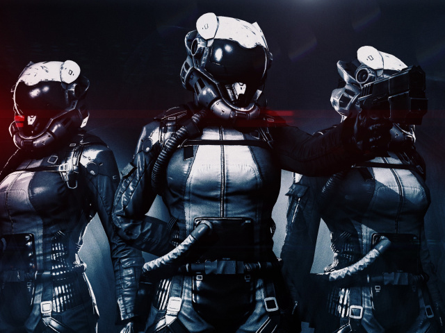 Fondo de pantalla Cyborgs in Helmets 640x480