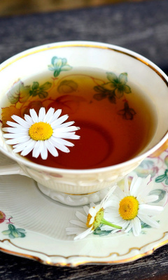 Tea with daisies wallpaper 240x400
