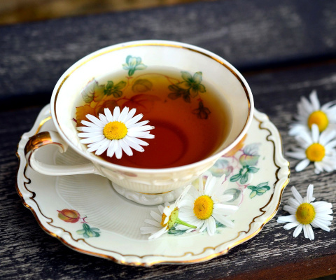 Tea with daisies screenshot #1 480x400