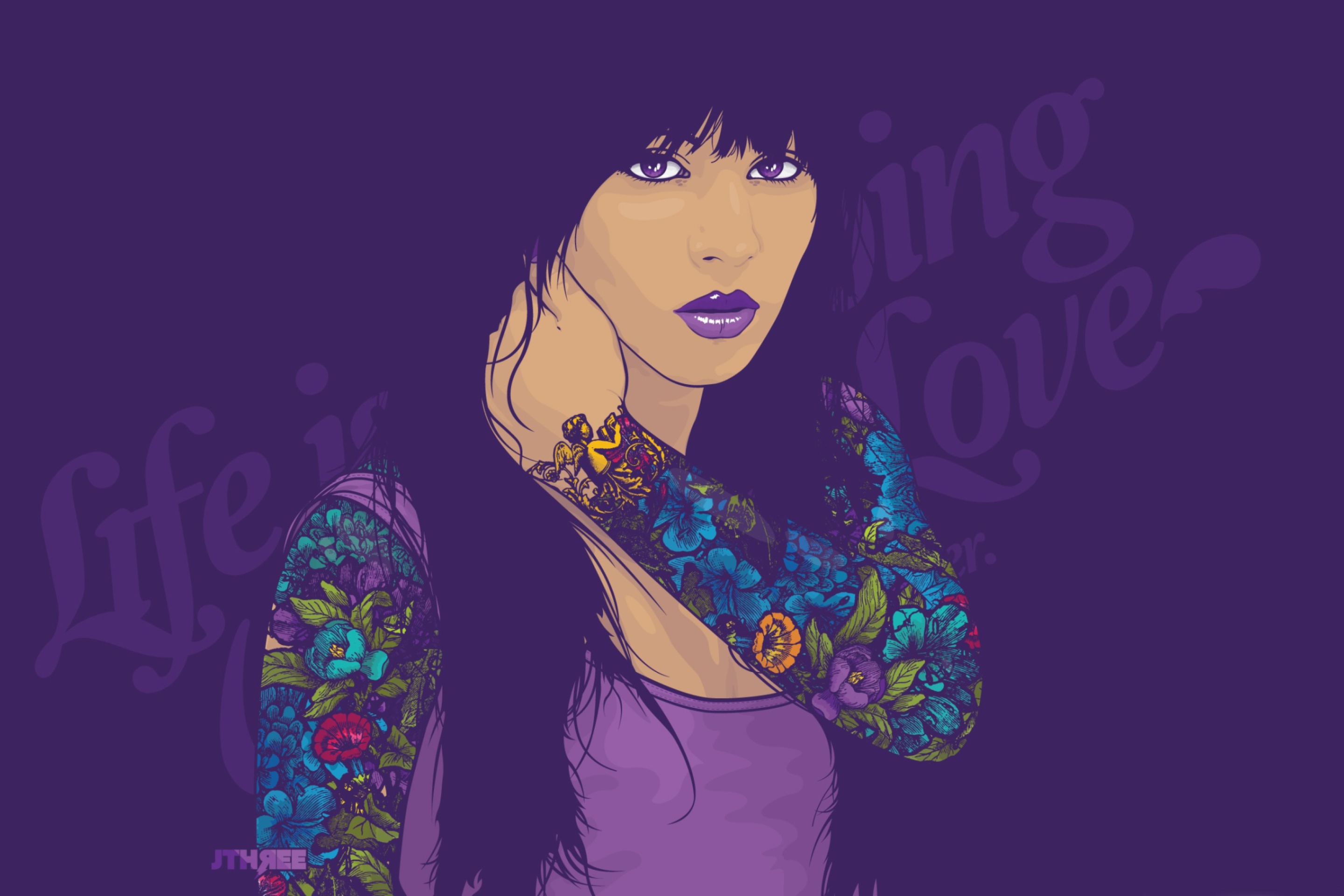 Screenshot №1 pro téma Flower Tattoo Girl 2880x1920