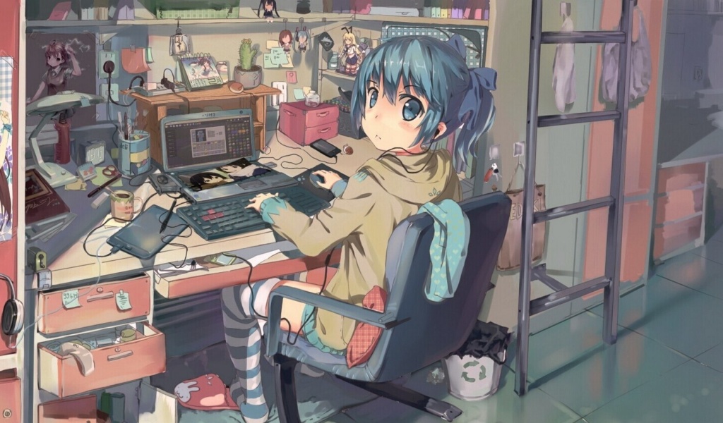 Anime girl Computer designer screenshot #1 1024x600
