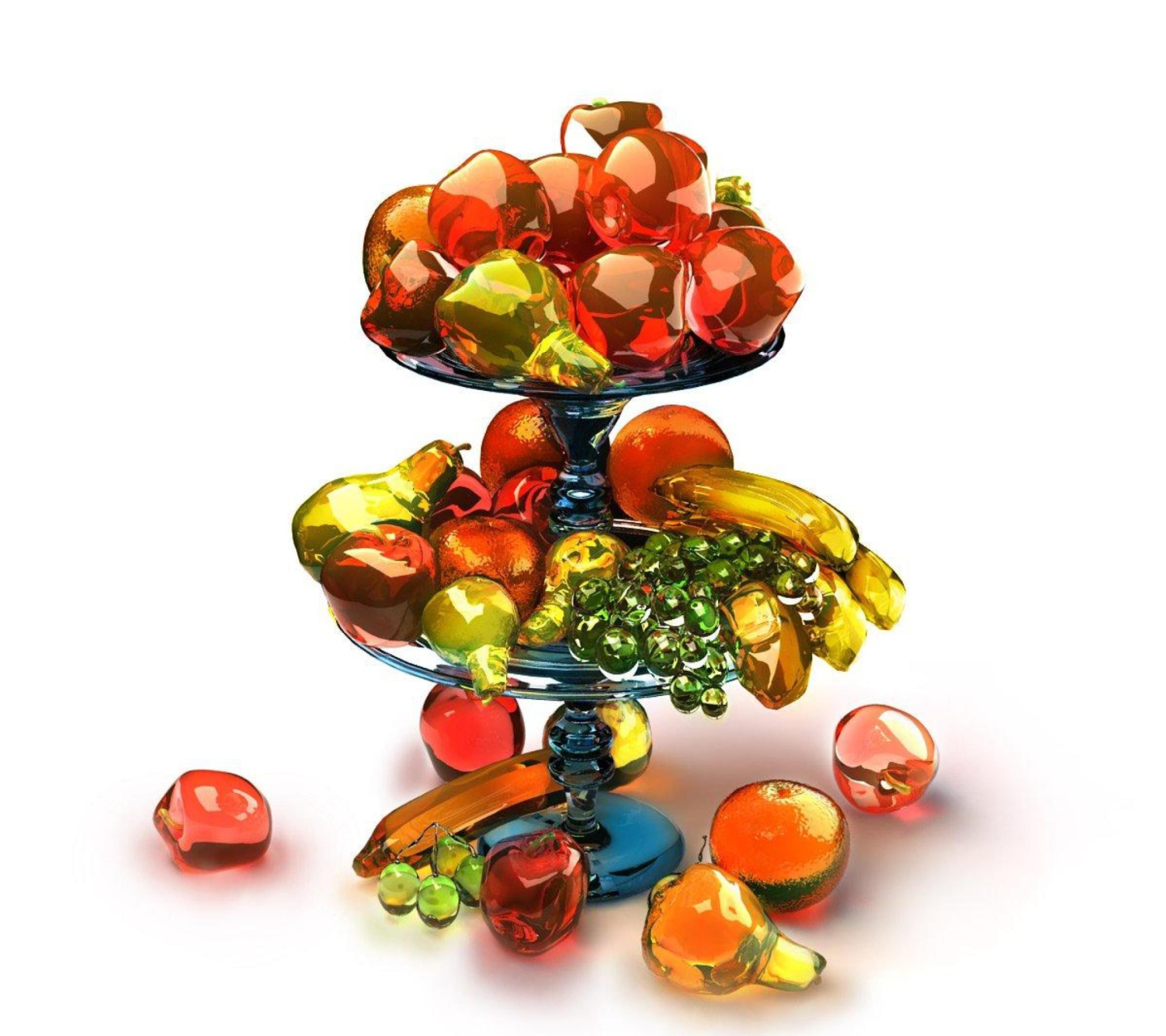 Das 3D Glass Fruits Wallpaper 1440x1280