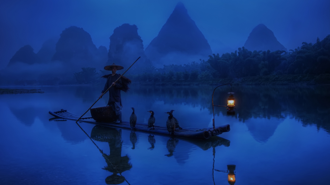 Das Chinese Fisherman Wallpaper 1366x768