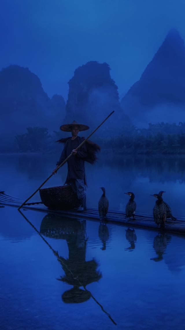 Das Chinese Fisherman Wallpaper 640x1136
