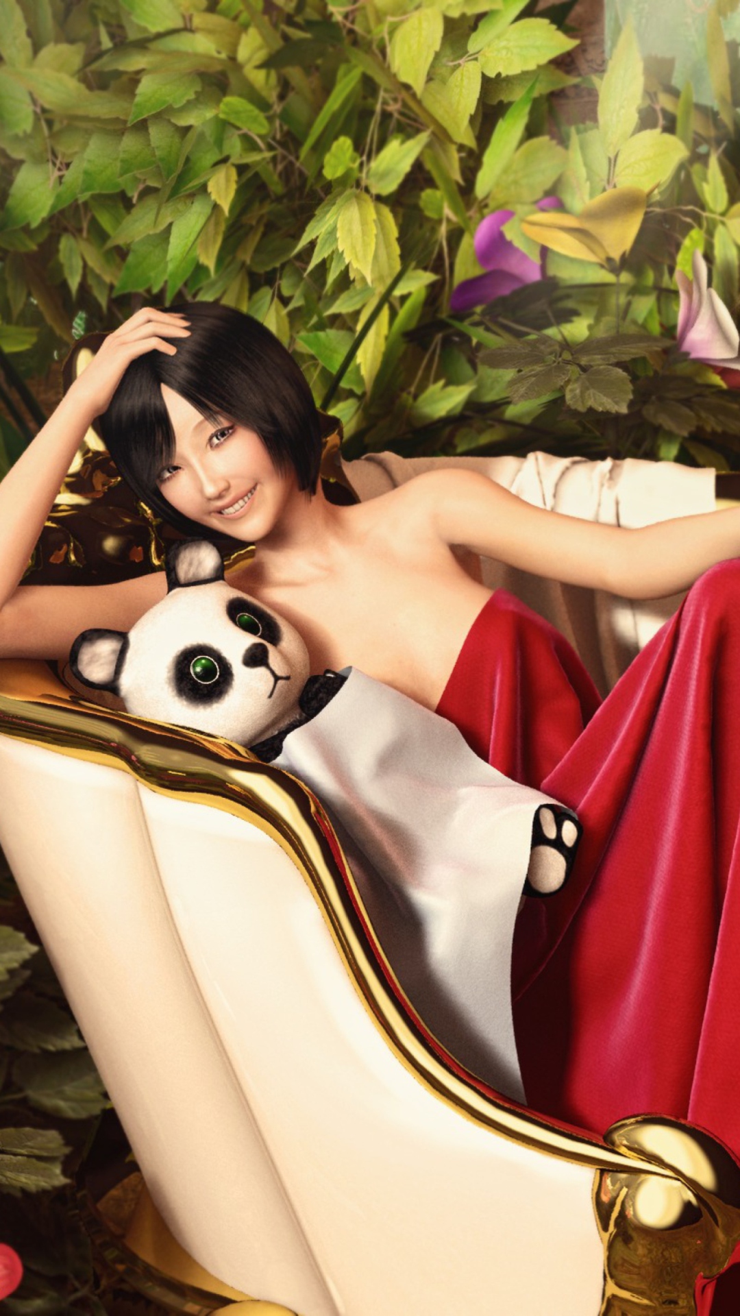 Fondo de pantalla Asian Girl And Panda 1080x1920
