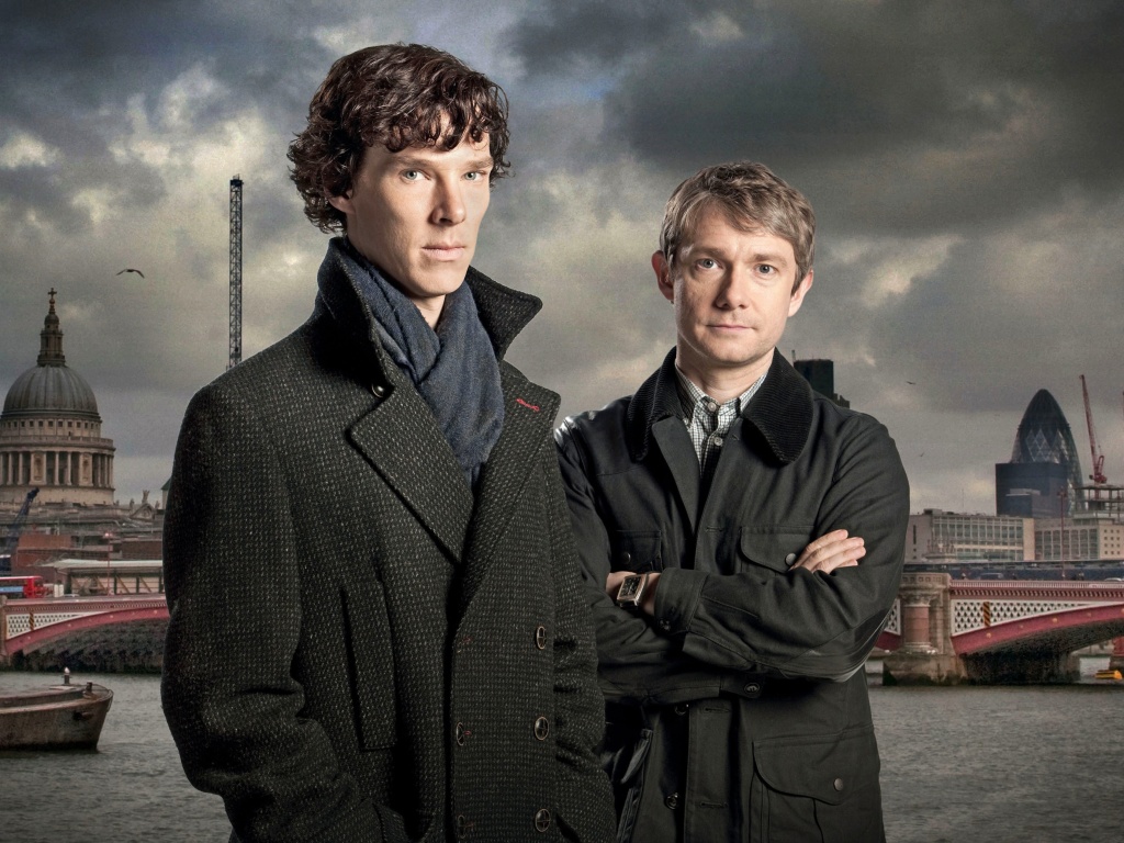 Sfondi Benedict Cumberbatch Sherlock BBC TV series 1024x768