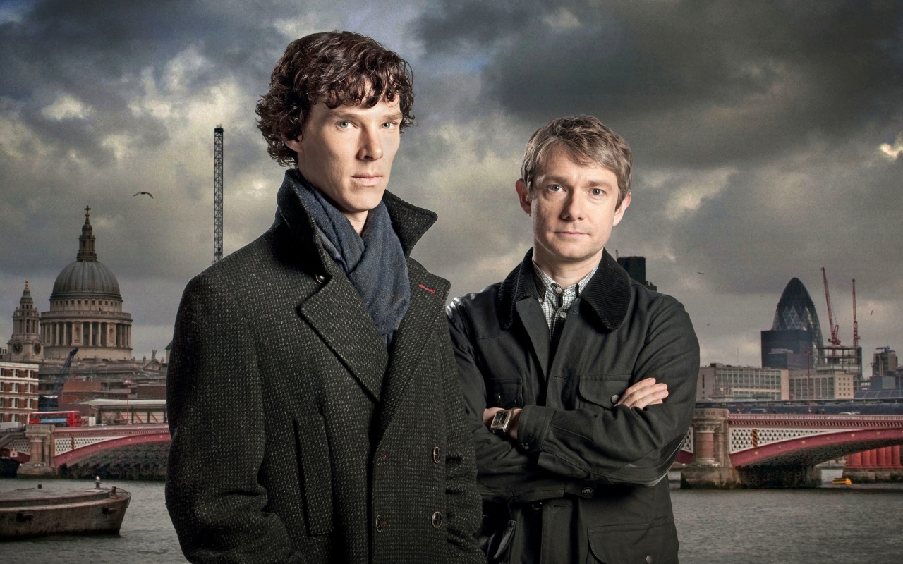 Обои Benedict Cumberbatch Sherlock BBC TV series 1280x800