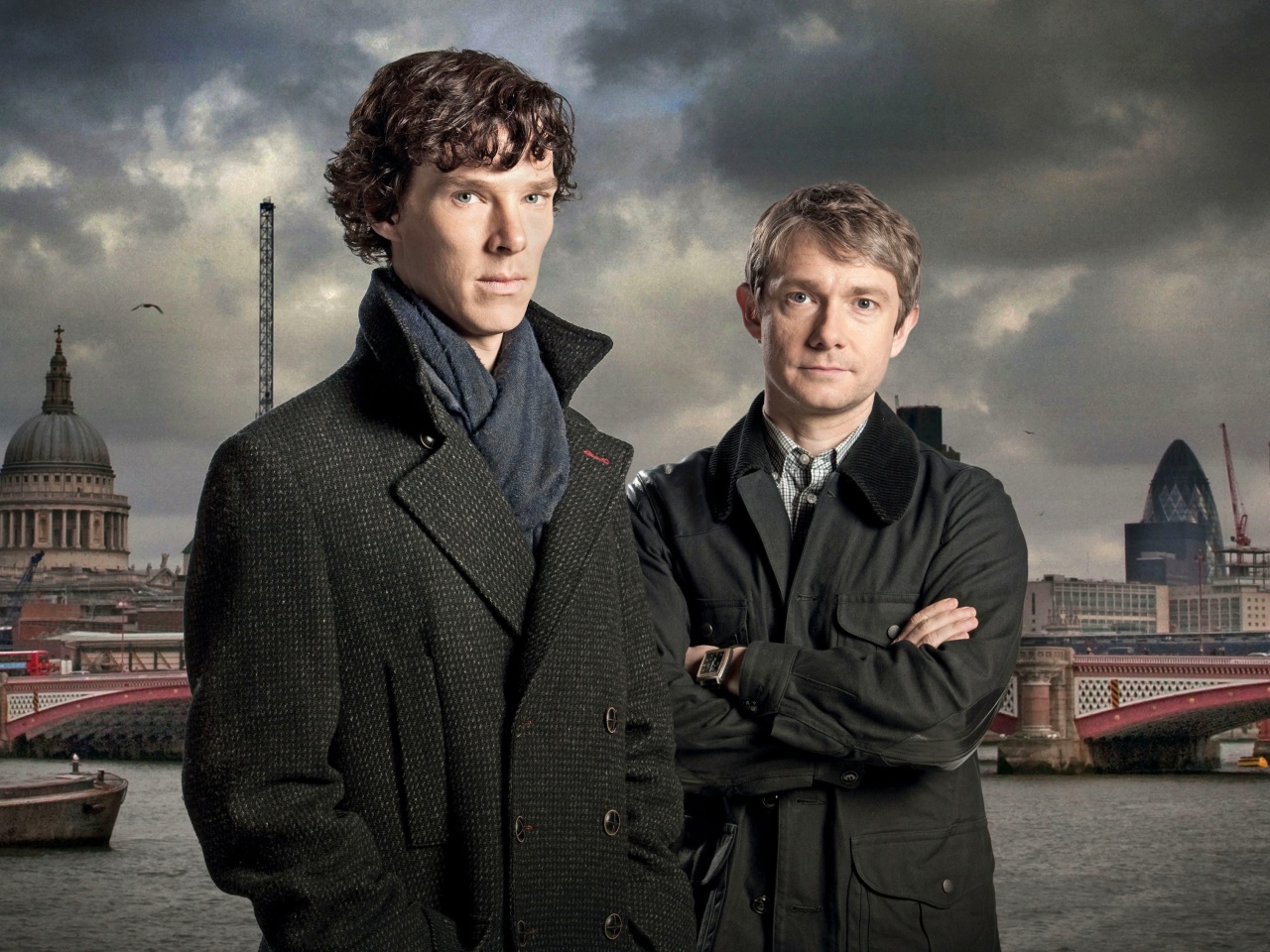 Обои Benedict Cumberbatch Sherlock BBC TV series 1280x960