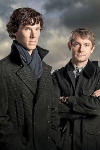 Обои Benedict Cumberbatch Sherlock BBC TV series 320x480