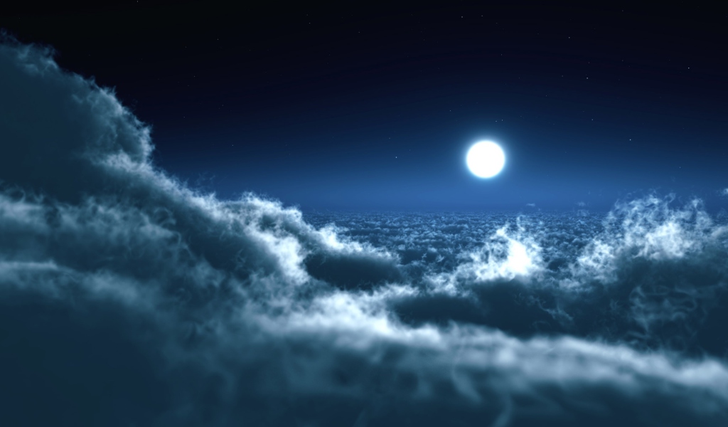 Das Moon Over Clouds Wallpaper 1024x600