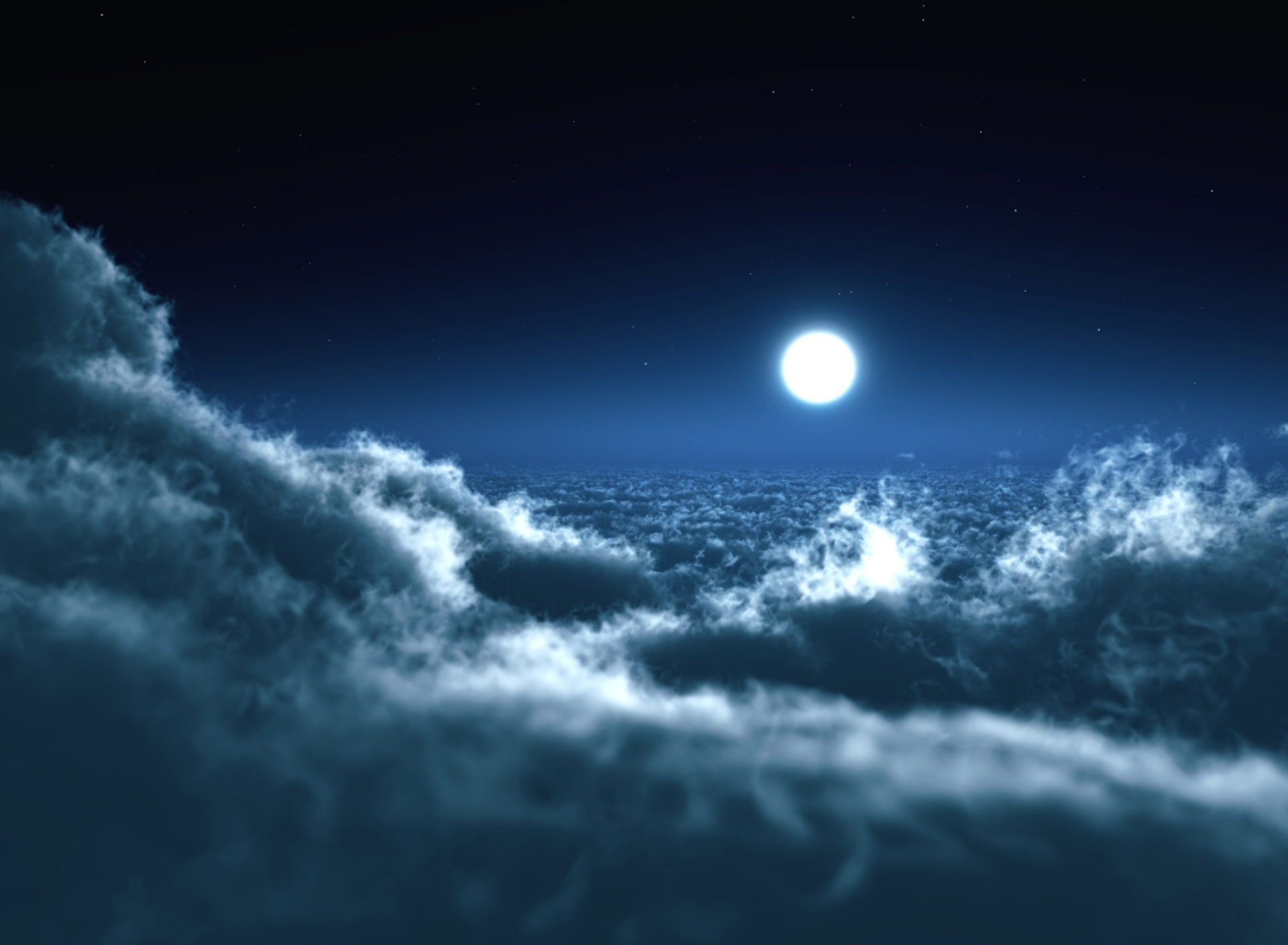 Обои Moon Over Clouds 1920x1408
