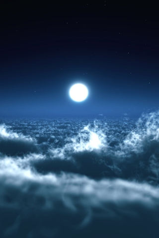 Fondo de pantalla Moon Over Clouds 320x480
