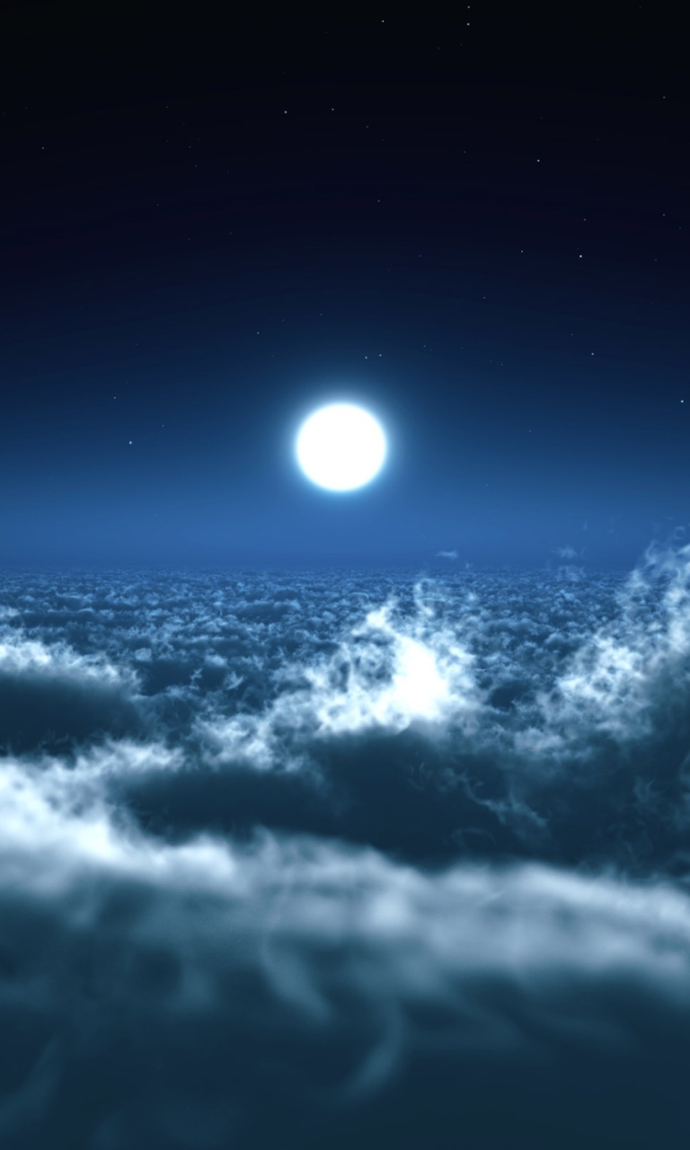 Обои Moon Over Clouds 768x1280