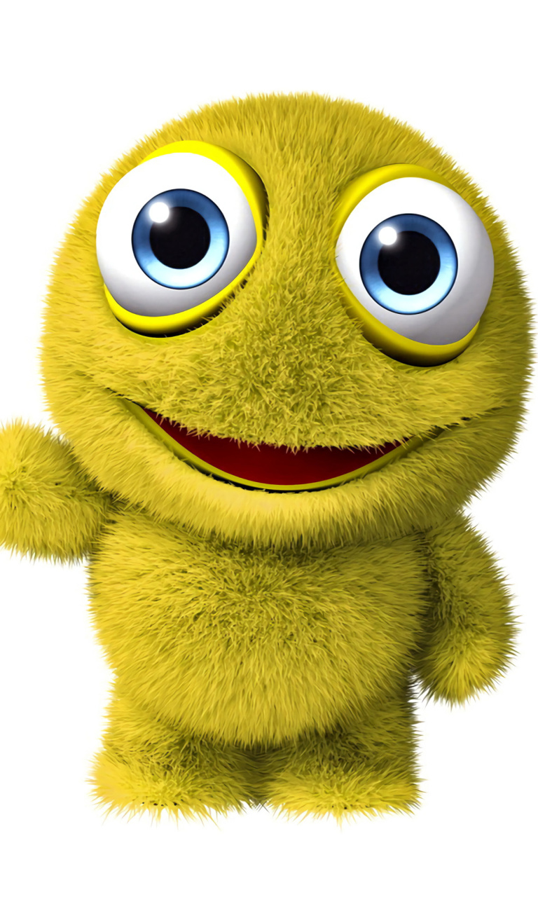 Das 3D Yellow Monster Wallpaper 768x1280