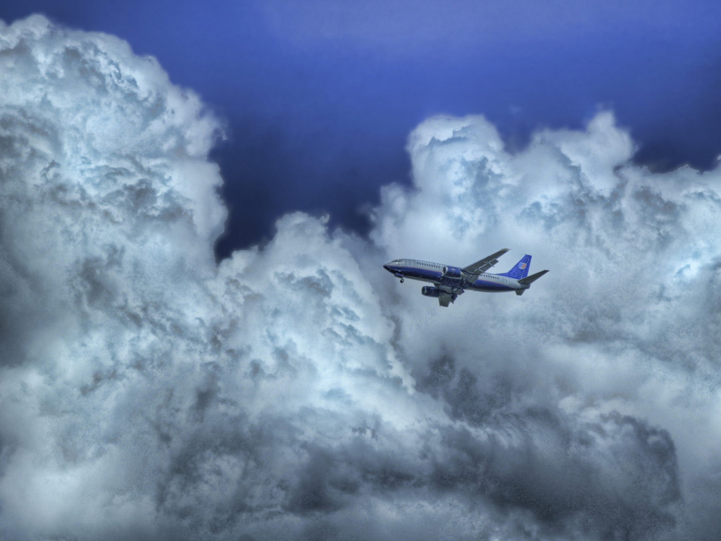 Обои Airplane In Clouds 1024x768