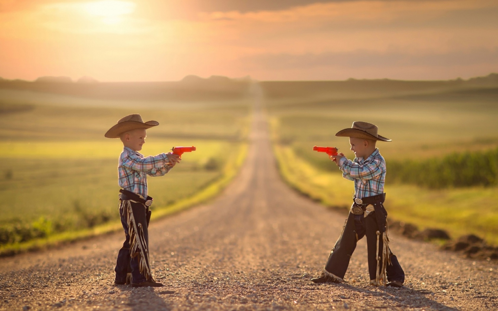 Обои Children cowboys 1680x1050