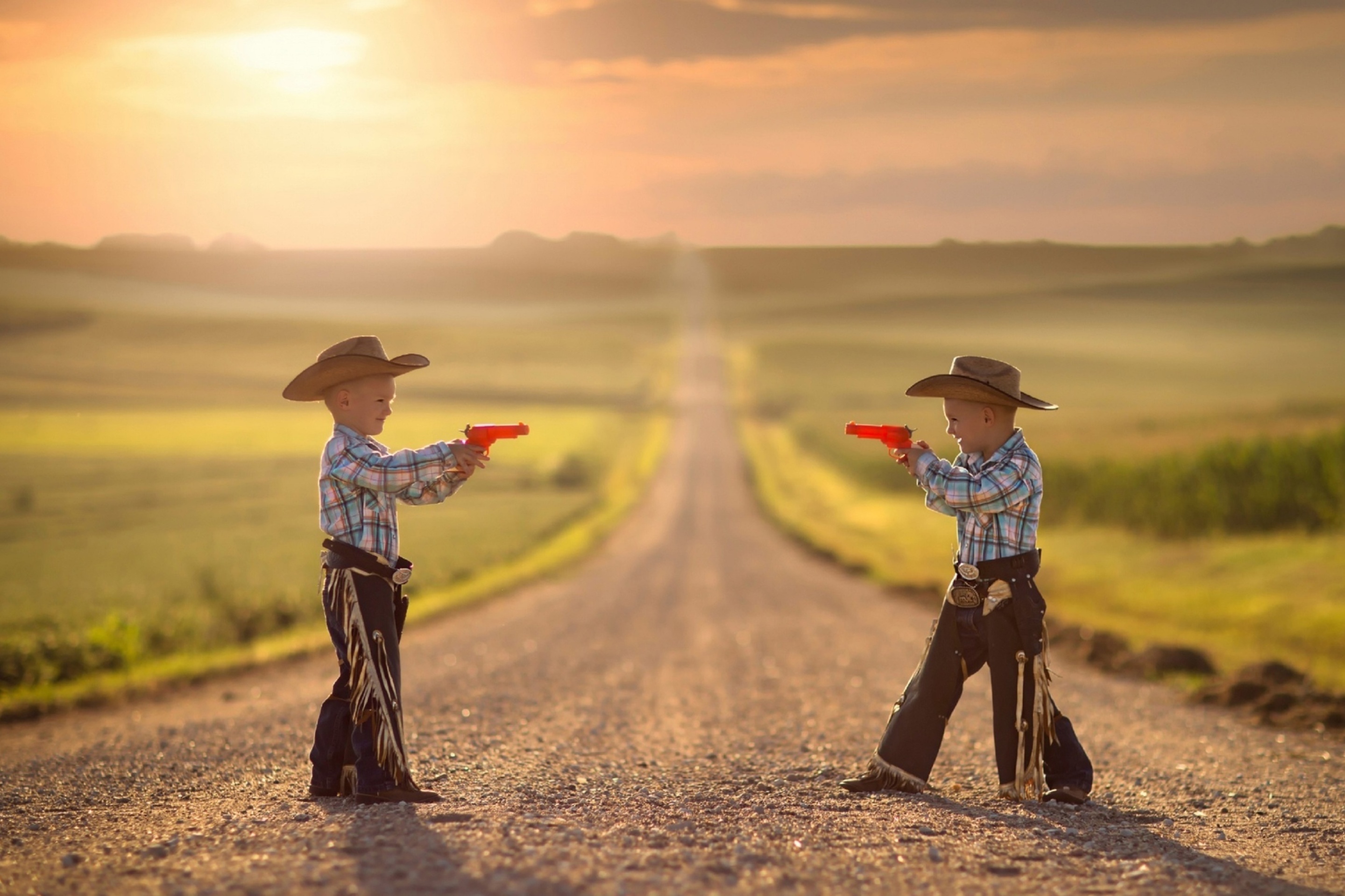 Обои Children cowboys 2880x1920