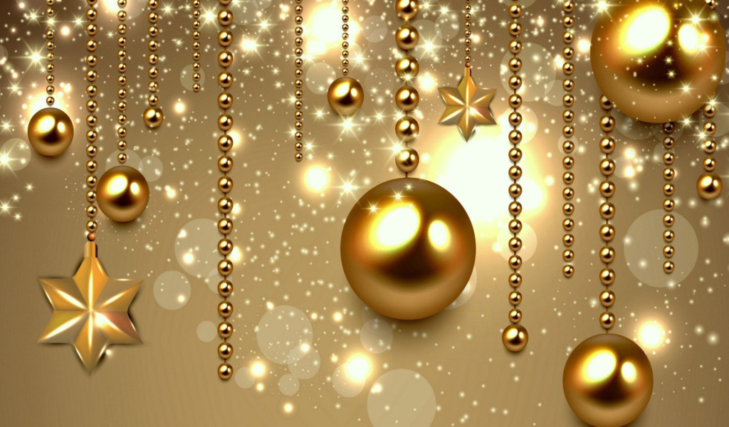 Golden Christmas Balls wallpaper 1024x600