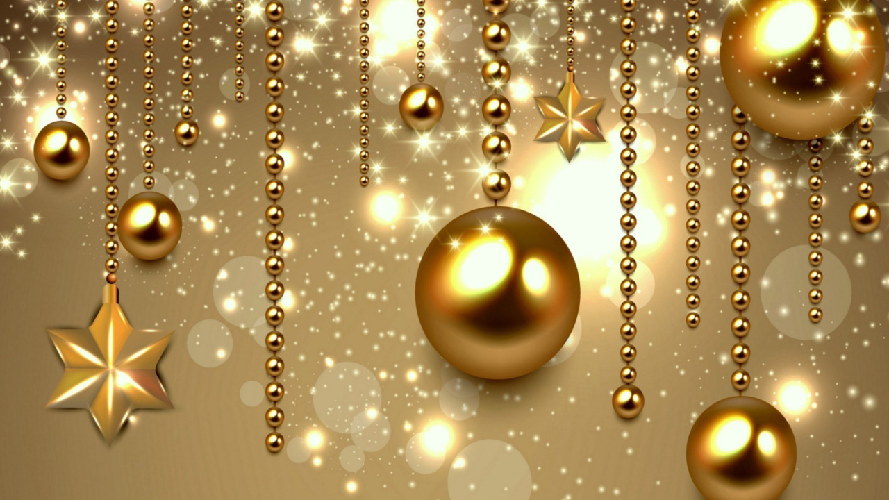 Screenshot №1 pro téma Golden Christmas Balls 1280x720