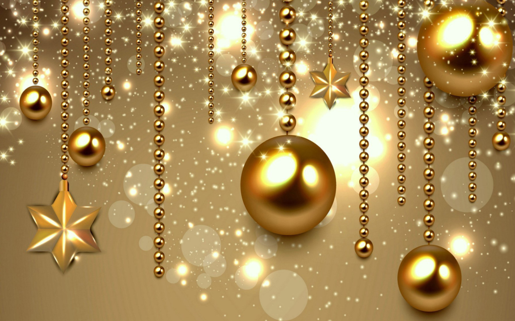 Das Golden Christmas Balls Wallpaper 1680x1050
