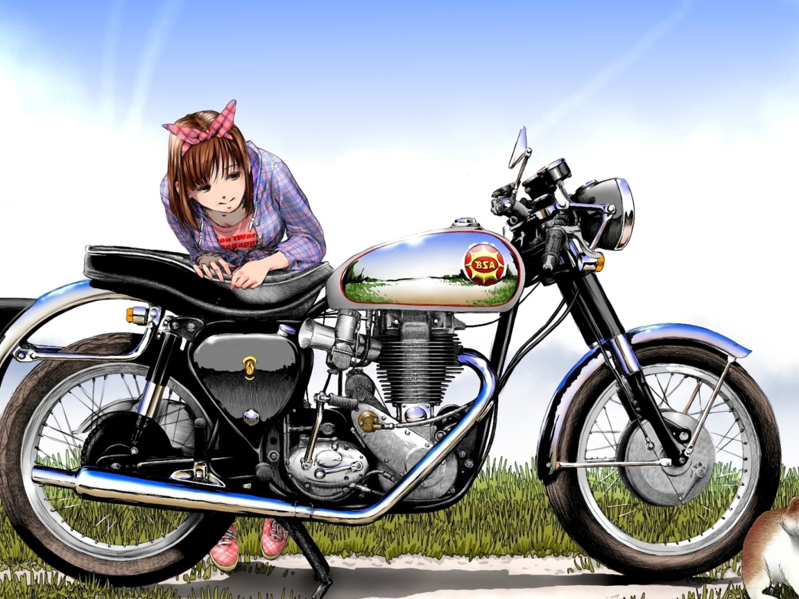 Anime Girl with Bike wallpaper 1152x864