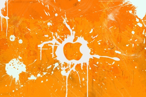Обои Apple Orange Logo 480x320