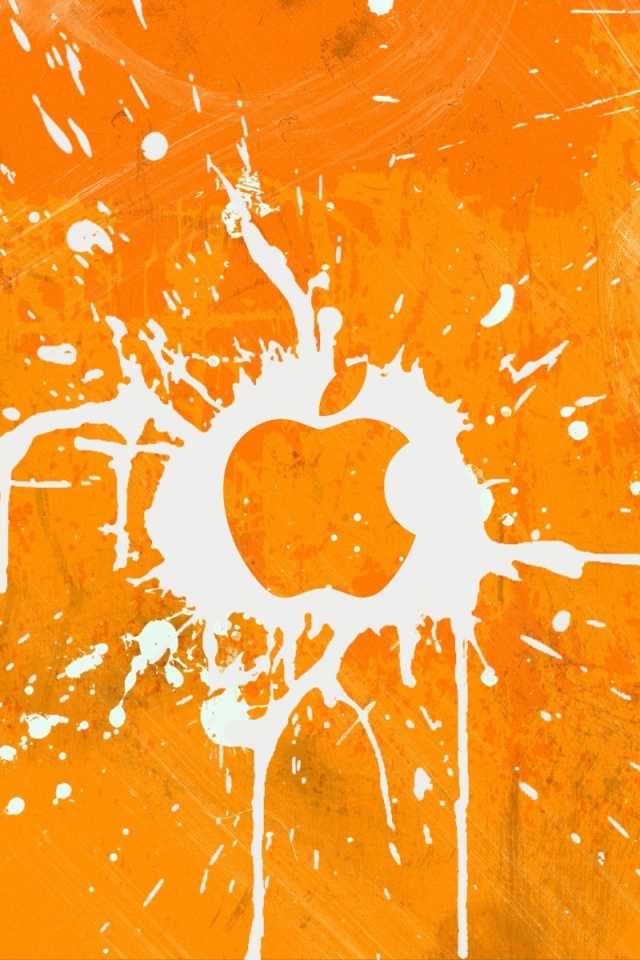 Fondo de pantalla Apple Orange Logo 640x960