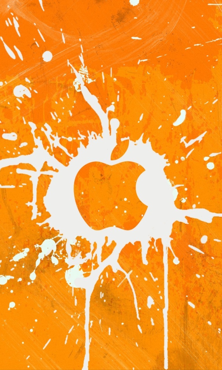 Обои Apple Orange Logo 768x1280