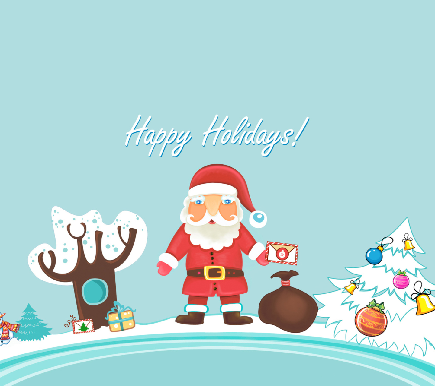 Das Santa Claus Wishes You Happy Holidays Wallpaper 1440x1280